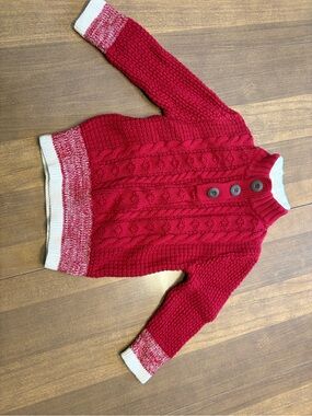 Cherokee Red Knit Sweater with Cream Sherpa Trim